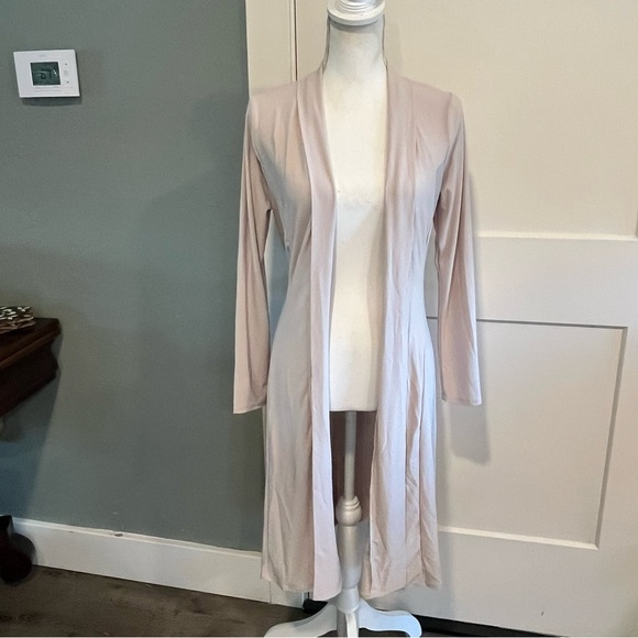 Triple 7 Cream Stretch Knit Belted Open Cardigan Med - Picture 4 of 9